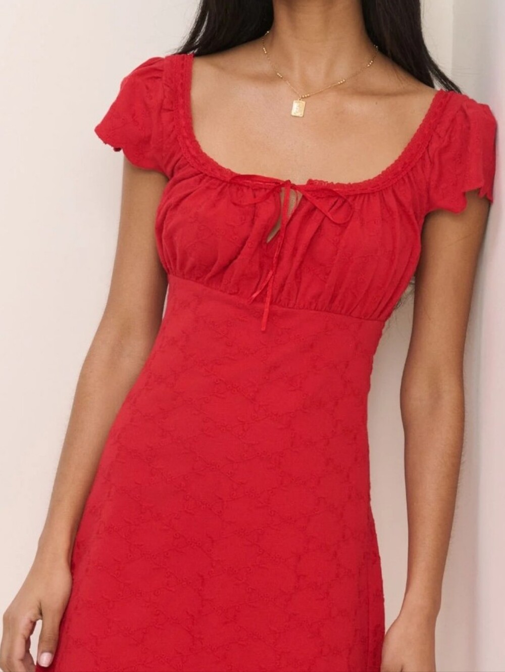 La Blanca By Rod Beattie S Swim Cover Up Red Eyelet Tie-Front Short Sleeve Dress
